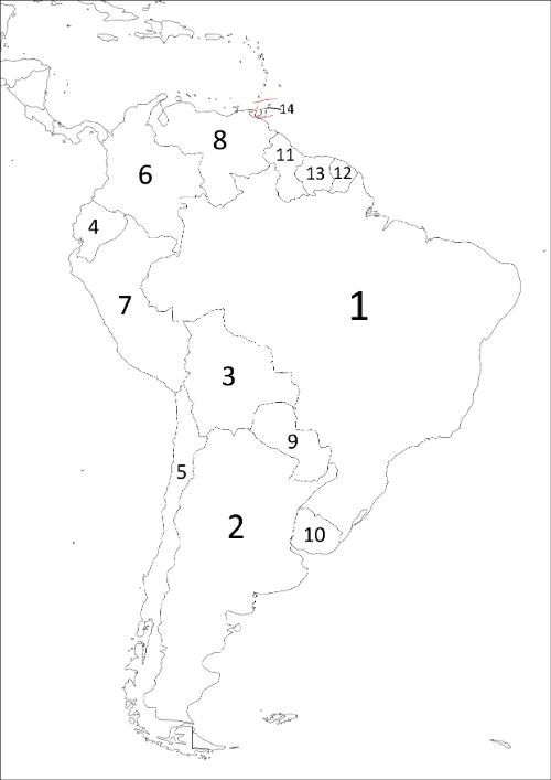 Mapa Konturowa Ameryki Polnocnej I Poludniowej Stolice Ameryki Południowej + mapa - Państwa-miasta