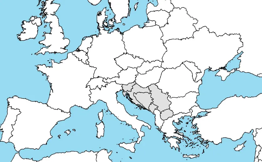 kraje byłej Jugosławii - mapa